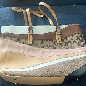 Coach Tote Bag Signature Patchwork Canvas Leather G043-1441 Multicolor